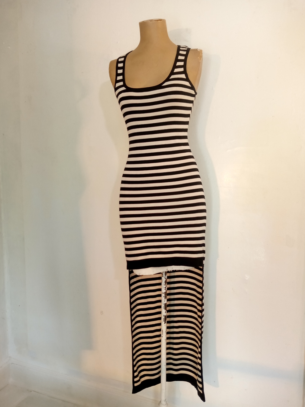 Arden B Black and Cream Striped Top